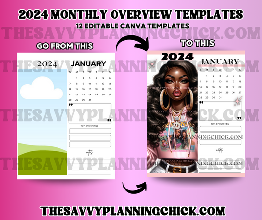 2024 MONTHLY PLANNER TEMPLATES W/FRAME