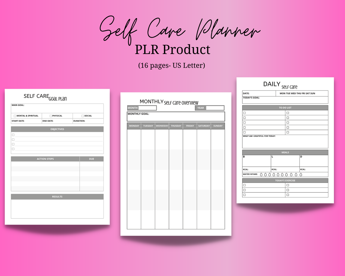 Self-Care Planner PLR Product