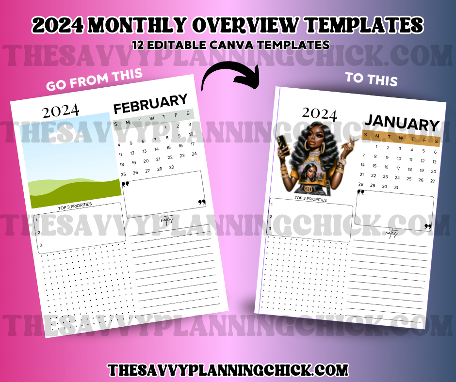 2024 MONTHLY OVERVIEW TEMPLATES