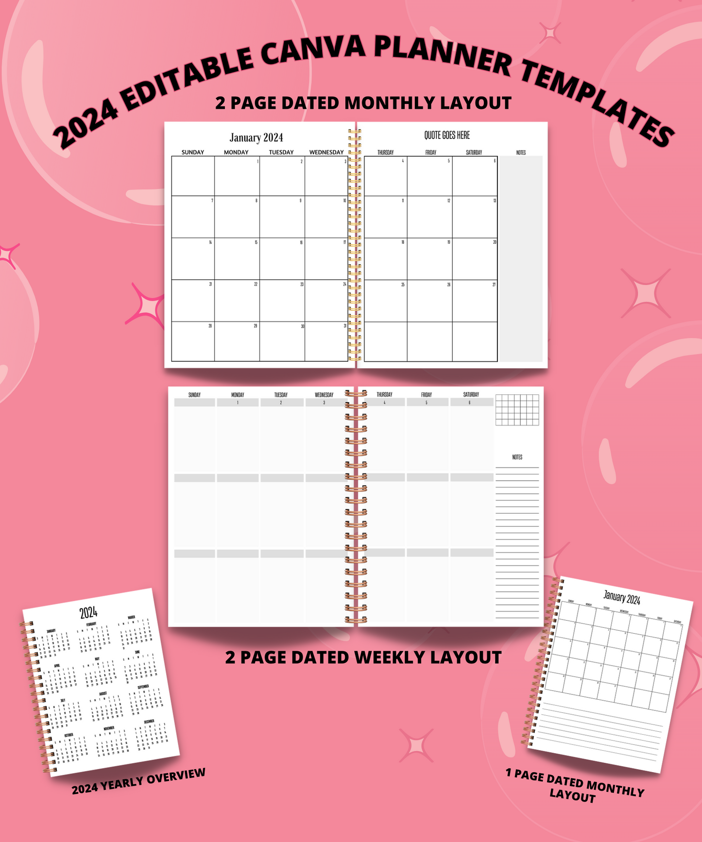 2024 DATED CANVA PLANNER TEMPLATES