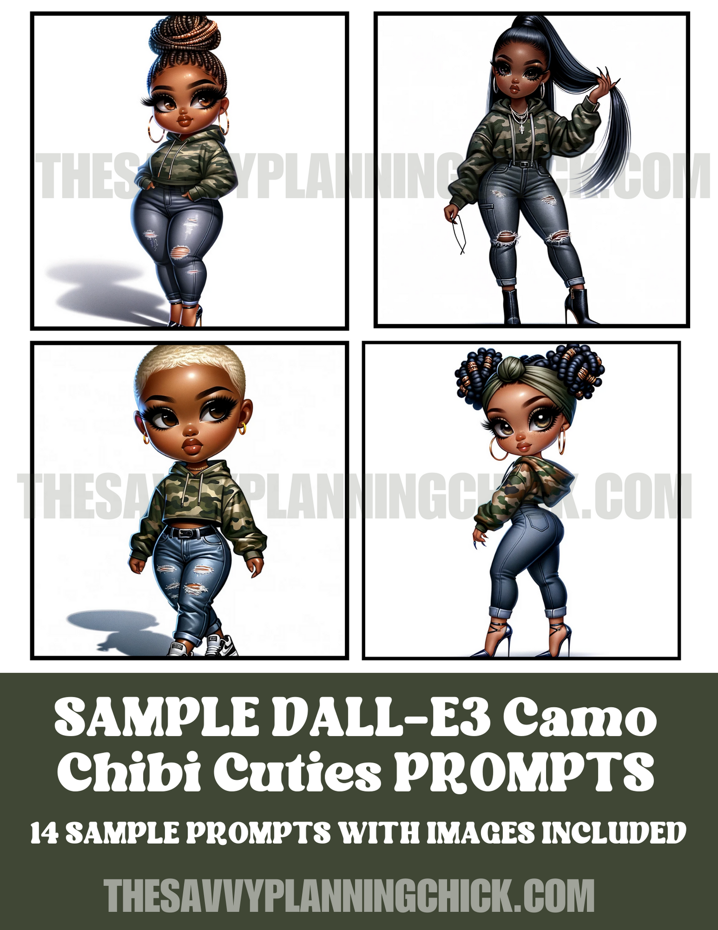 SAVVY’S Camo Chibi Cuties DALL-E 3 Prompt Guide