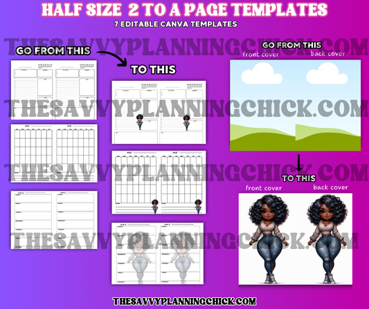 HALF SIZE PLANNER TEMPLATES 2 TO A PAGE