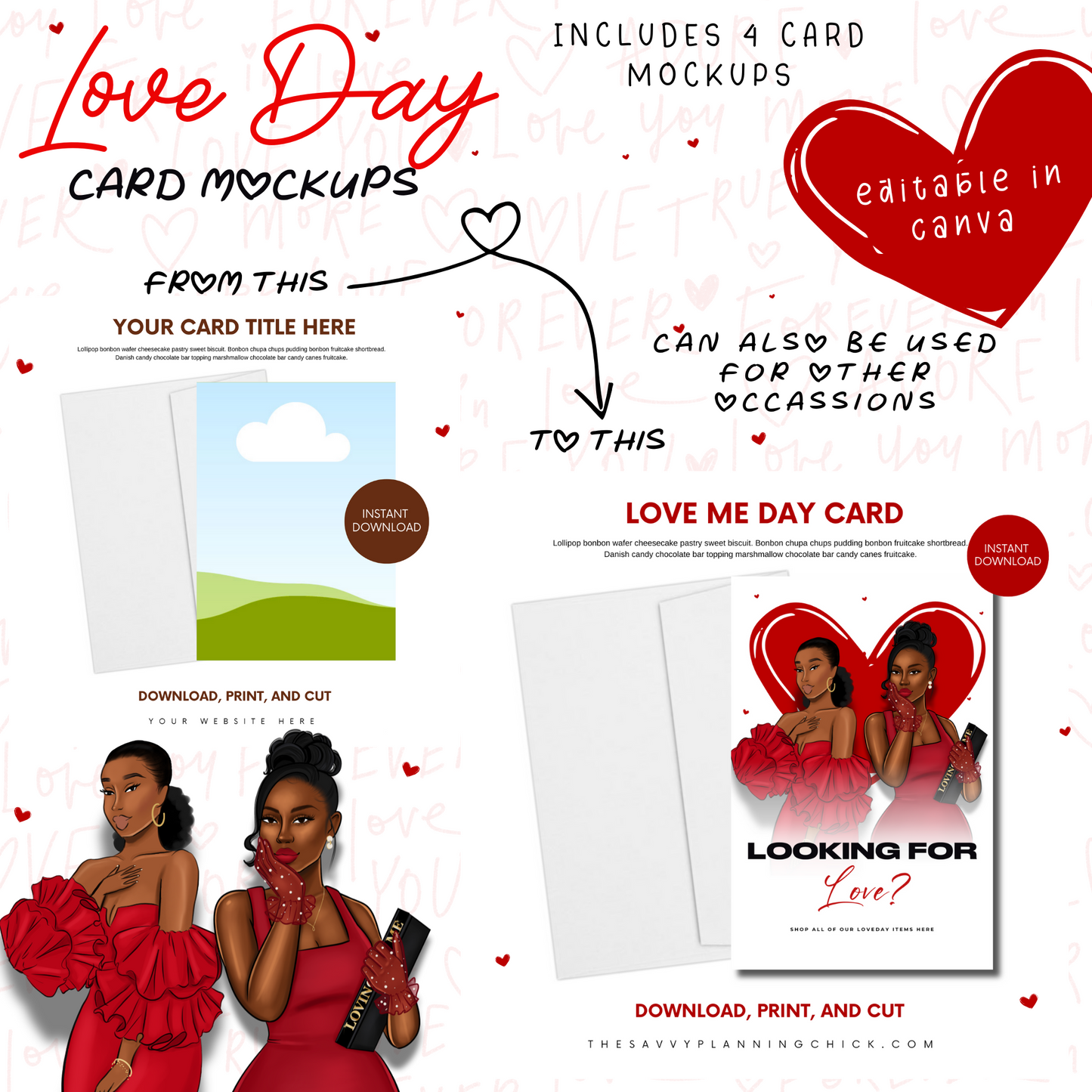 Love Day Card Mockup Template – 4 Versatile Card Mockups for Any Occasion