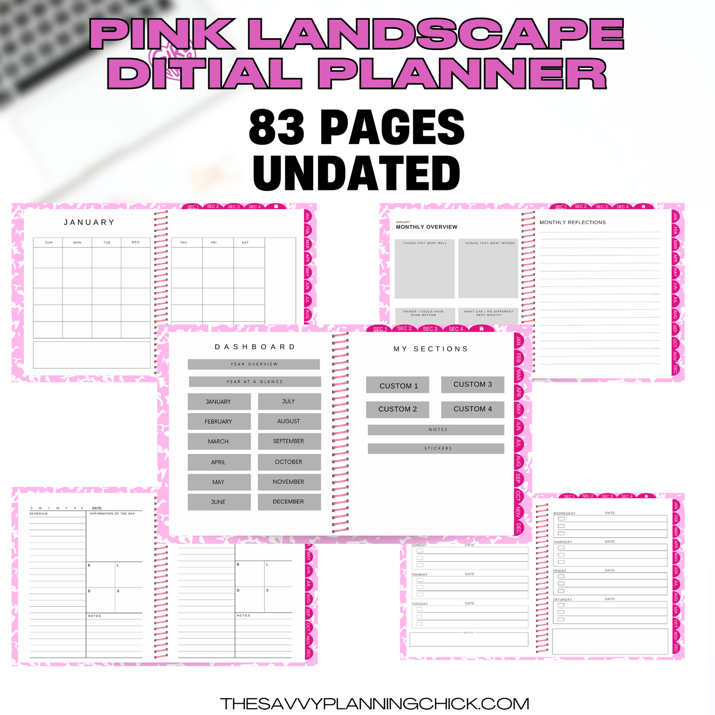 PINK MARBLE DIGITAL PLANNER LANDSCAPE