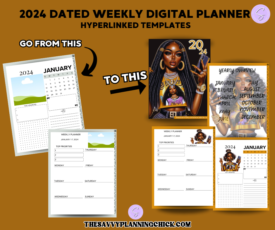2024 DATED HYPERLINKED WEEKLY PLANNER TEMPLATES