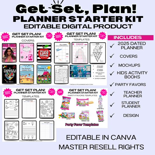 Get Set, Plan! Editable Planner Kit- (with Master Resell Rights)